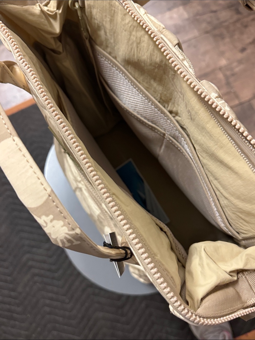 ALOHAS Beige Floral Canvas Backpack Tote with Top Handle - Picture 8 of 11
